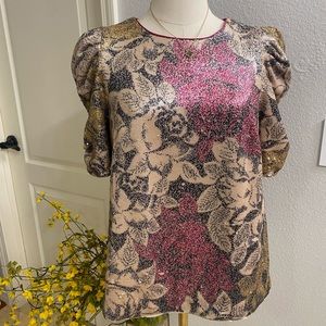 Anthropologie Elegant Sequin Embellished Floral Top Size 2